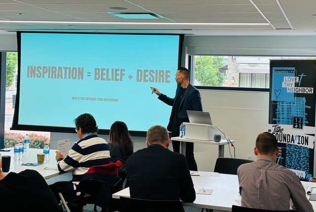 Mark Greaves leading a team workshop session on inspiration, belief and desire